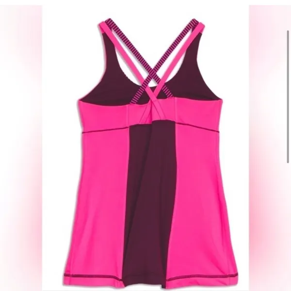 Lululemon Energy Striped Crossback Tank Top Raspberry Glo Built in Bra Size 4 - Image 5