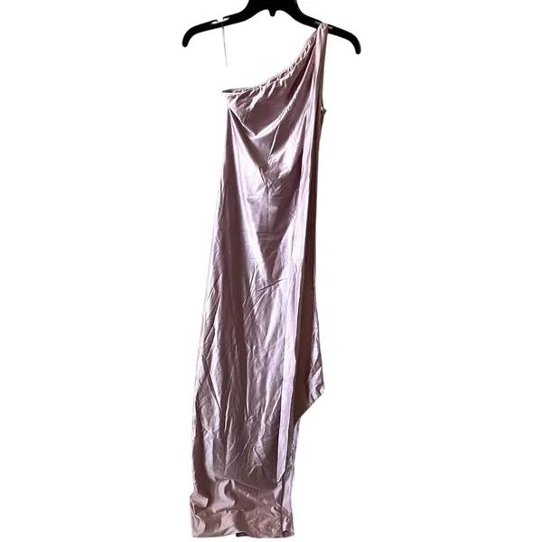 Oh Polly Sheril Asymmetric Scarf-Detail Maxi Dress in Soft Pink Size 4 New - Image 8
