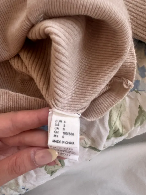 Beige Button Up Sweater Tan - Image 4