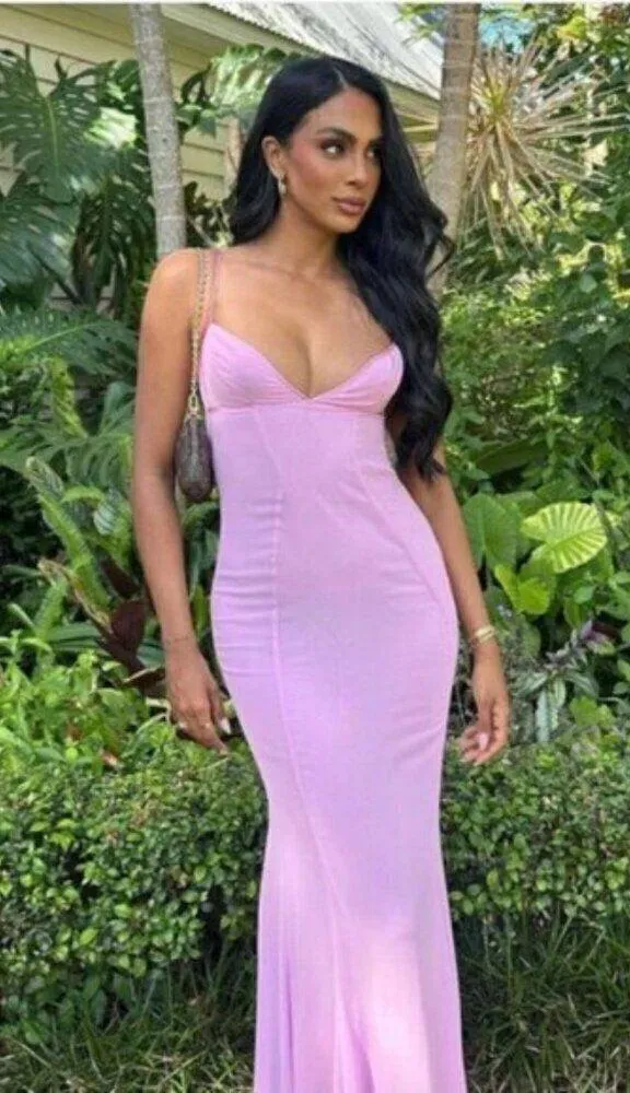 HOUSE OF CB Loren Georgette Mermaid Gown in Pink Size Medium - Image 15