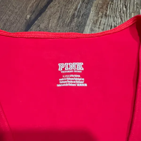 PINK Victoria's Secret Vivid Red Short Sleeve Wrap Top - Image 3