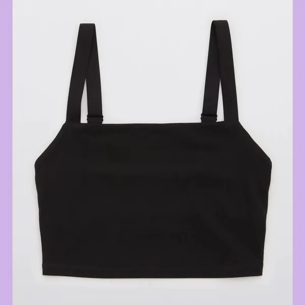Aerie Offline Black Ribbed Bra Top - Image 3