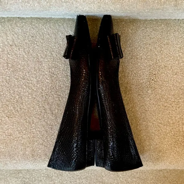 Vaneli Pointed Toe Flats Black Snakeskin‎ Bow Classic Professional Womens 8.5 - Image 6