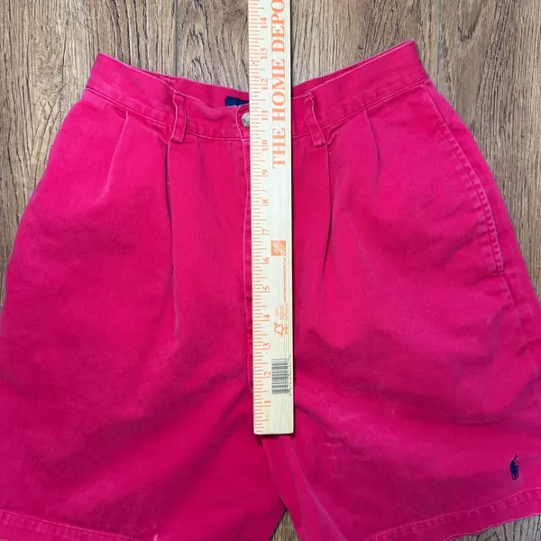 VTG 90s Ralph Lauren Womens Pleated Chino Shorts Red‎ High Rise Cotton Size 2 - Image 5