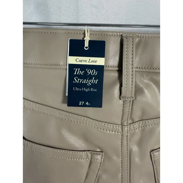 NWT Abercrombie & Fitch Vegan Leather 90's Straight Ultra High Rise 27/4L $110 - Image 3