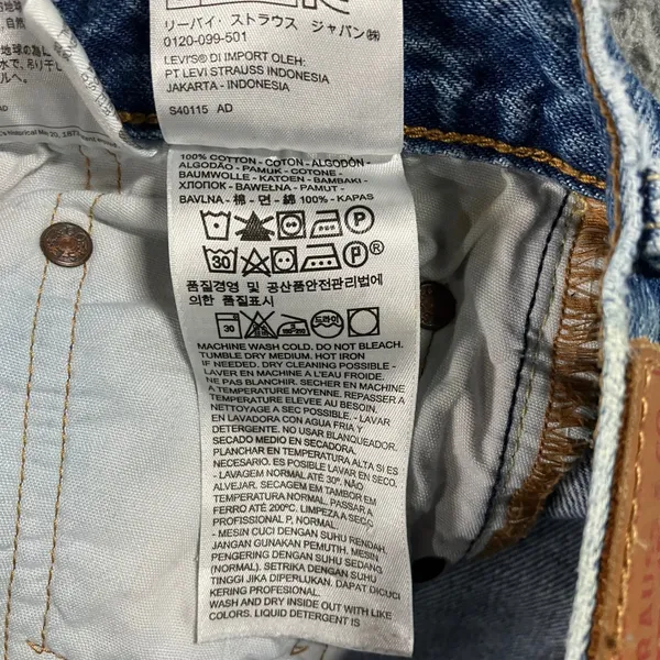 Levi's 501 Original Fit Jeans Women 28x28 Blue Distressed Button Fly Fit 28x27 - Image 11