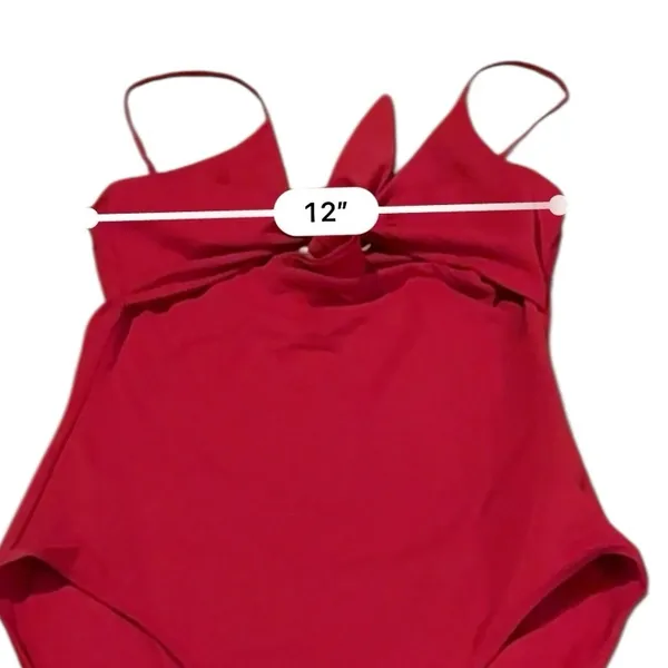 Aritzia Wilfred‎ Red Cutout Tie Front One Piece Swimsuit Sz S - Image 7