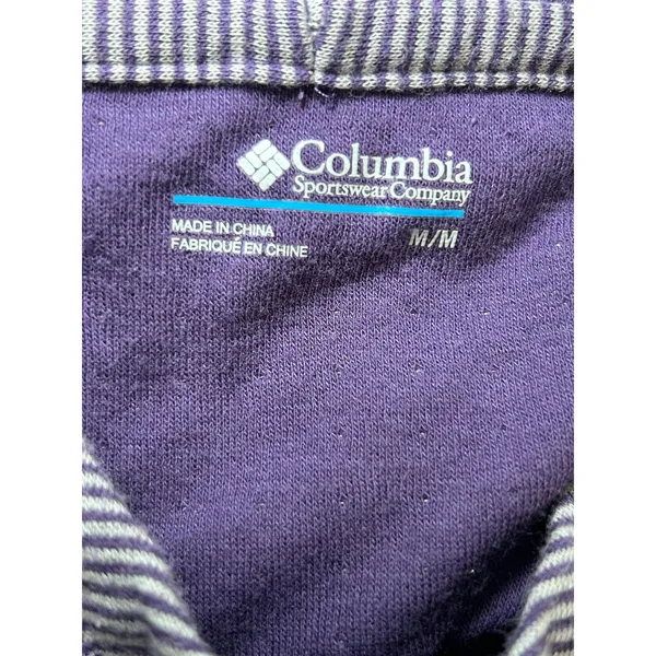 Columbia Striped Purple Henley Hoodie‎ Long Sleeve Pullover Sweatshirt Size Med - Image 4