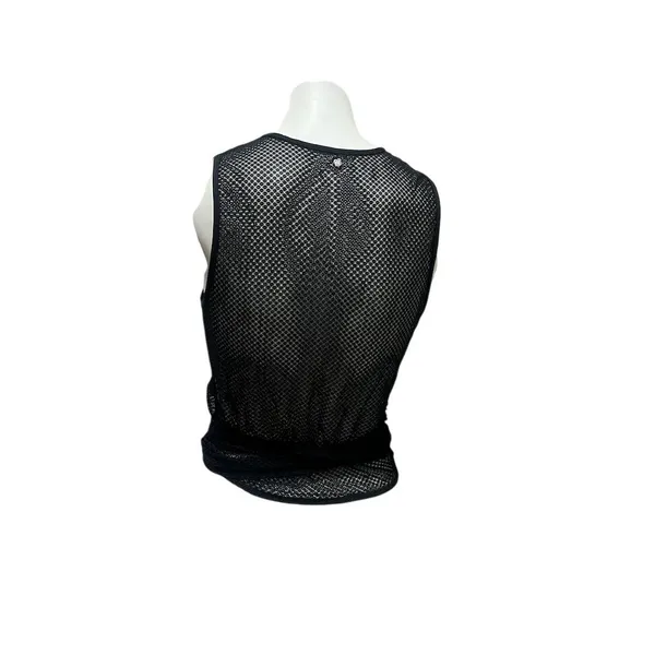 Fabletics Women's Black Mesh Tie Tank Top Size M Sleeveless Activewear - Image 3