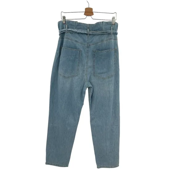 Free People Belted Denim Utility‎ Pants In Blue Haze Denim Chambray Size 30 - Image 7