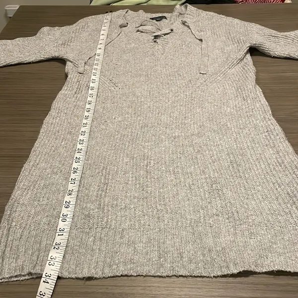 American Eagle Gray Knit Lace Up Long Sleeve Sweater Dress Size M‎ - Image 9