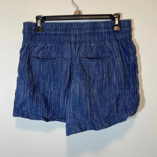 Athleta Cabo Linen Textured‎ Striped Shorts Blue Pinstripe Women's 4 - Image 4