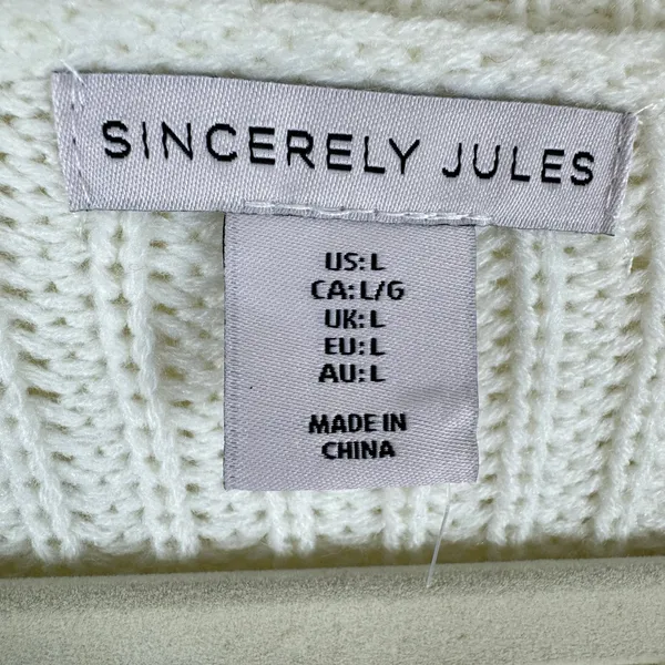 Sincerely Jules Blue Green Cream Long Sleeve Oversized Chunky Knit Sweater Large - Image 5