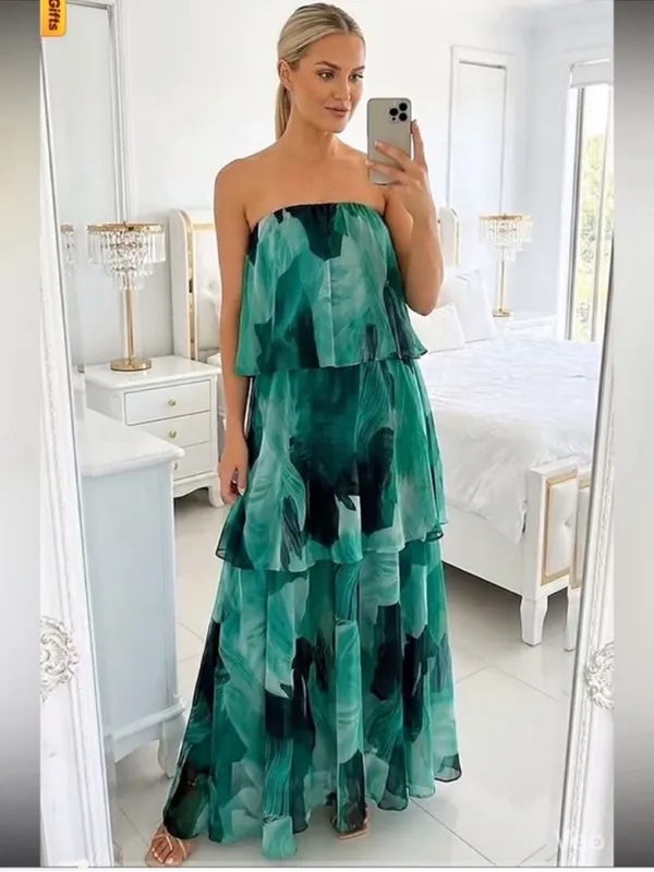 Petal & Pup Bloom Straplessy Maxi Dress in Green XS - Image 7