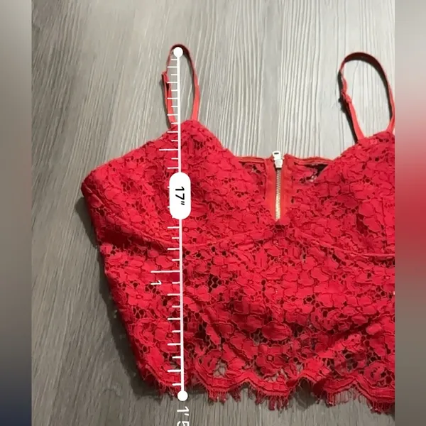 Bardot Sienna Ruby Red Floral Lace Bralette Sleeveless Crop Top Size‎ L - Image 6