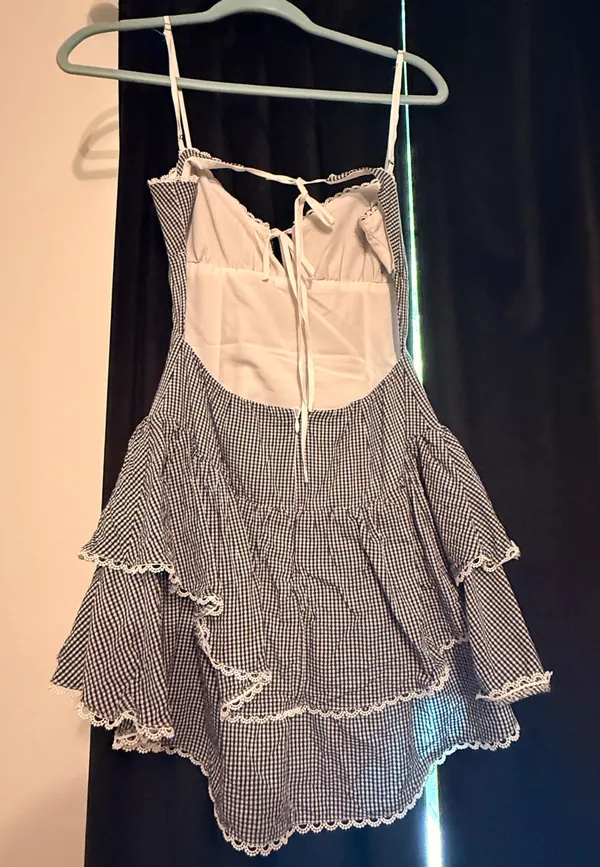 Cotton Candy LA Gingham Open Back Mini Dress - Image 3