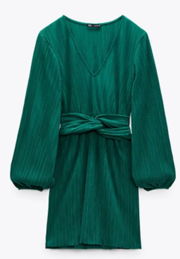 ZARA Green Long Sleeve Dress - Image 2