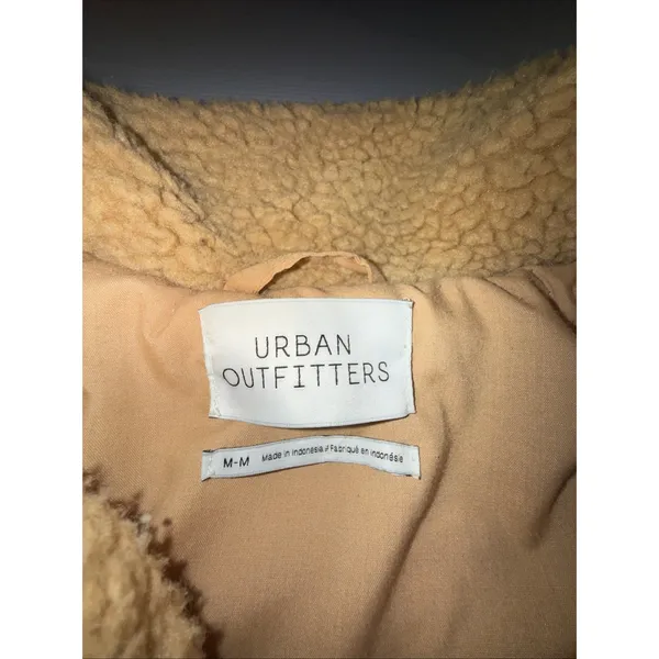 UO Urban Outfitters Cropped Teddy Jacket Fleece Deep Pile Sherpa Brown‎ M - Image 2