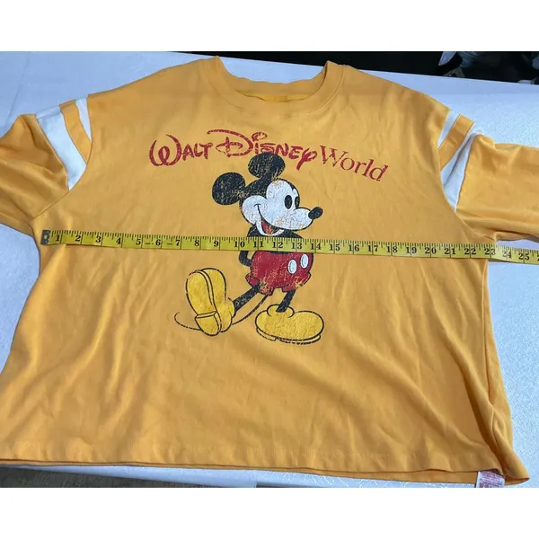 Walt Disney World Mickey Mouse Yellow Cropped Sweatshirt Size Xl Pre-Owned‎ - Image 4