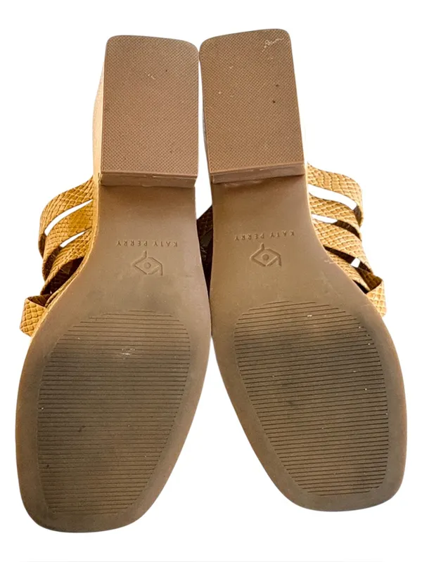 EUC Katy Perry Busy Bee Platform Criss Cross Strap Sandals Tan Snakeakin Size 9 - Image 7