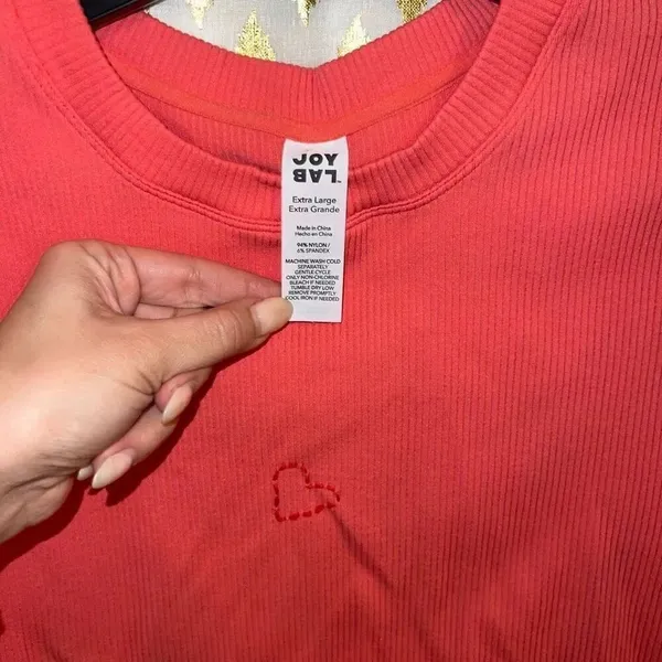 Joylab ribbed crop top pink coral shirt size XL - Image 3