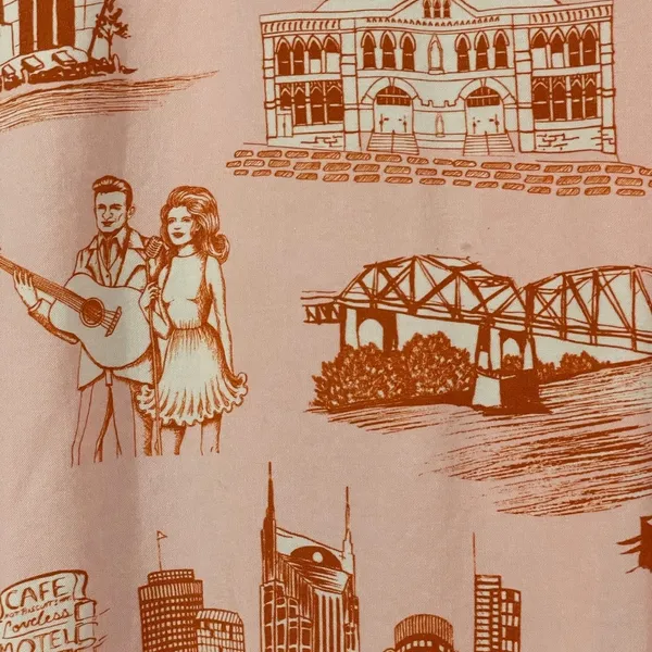 Katie Kime Nashville Toile Short Sleeve Pajama Top - Orange/Pink - Small - Image 6