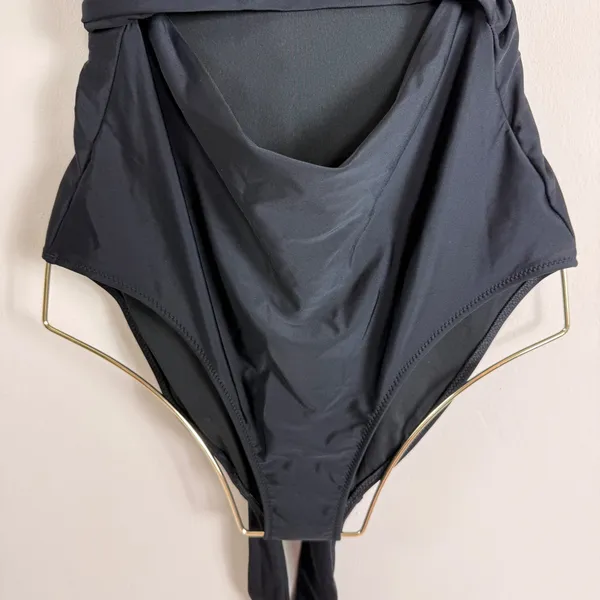 Aerie Womens Wrap Front Cutout One Piece Swimsuit Black Full Coverage Size L NEW - Image 5