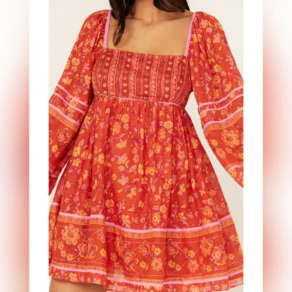 Free People Border Endless Afternoon Mini Floral Boho Dress - Image 4