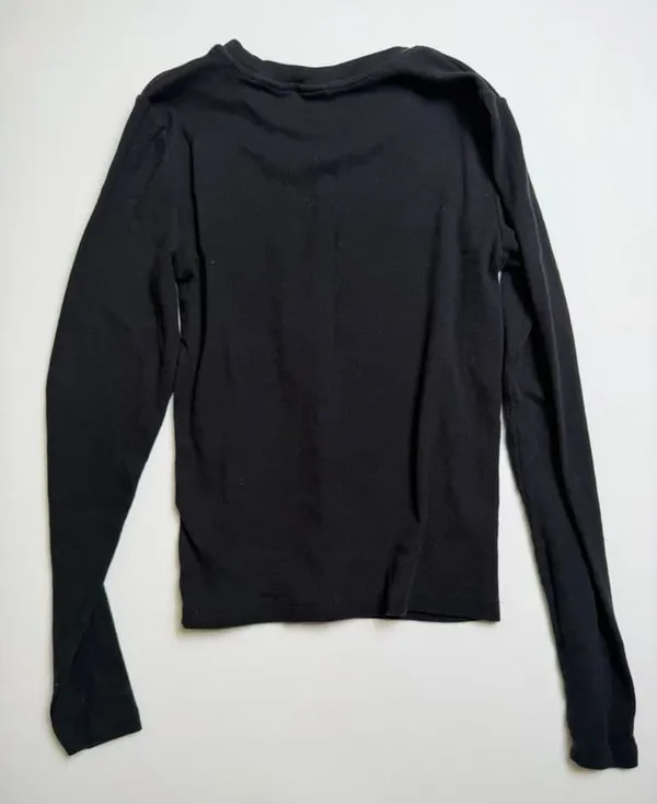 Aritzia Homestretch Basic Cotton Long Sleeve Crewneck Top Black Size M - Image 6