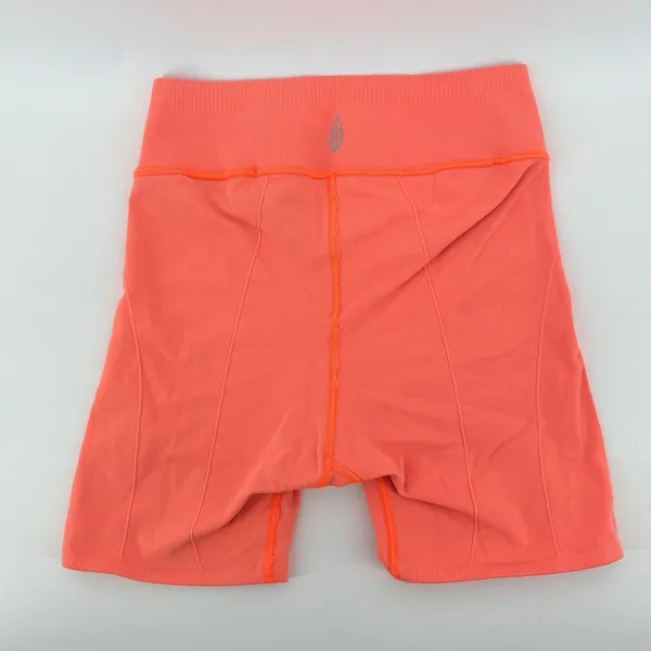 FP Movement Good Karma Ribbed High Rise Bike Shorts XS S Neon Coral Orange Yoga - Image 4