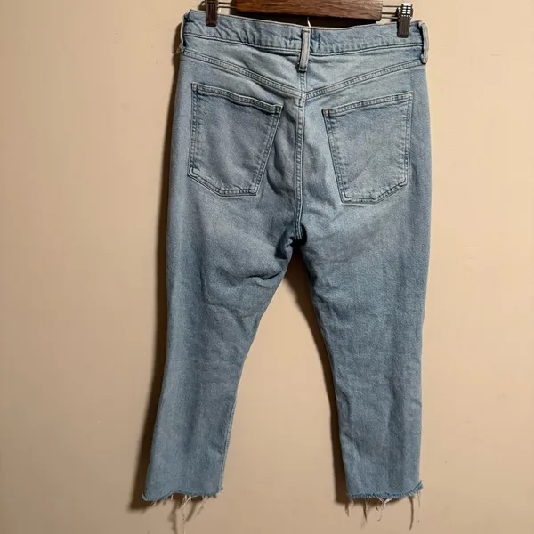 AGOLDE Merrel Jeans Astray High Rise Crop Light Wash Raw Hem Denim- Size 29 - Image 5
