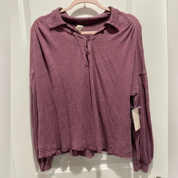 We The Free Free People Mulberry Linen Long Sleeve Size M - Image 4