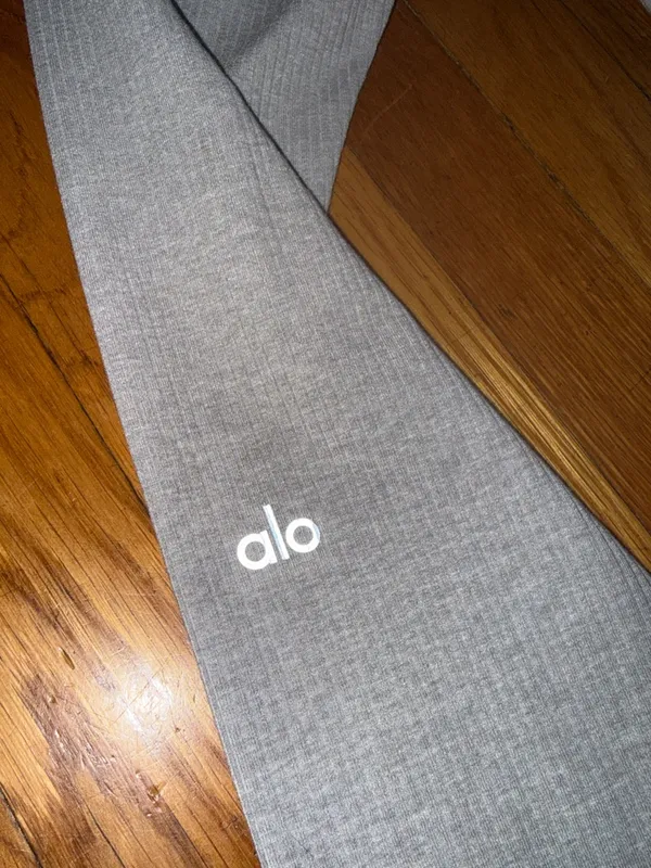alo yoga ribbed hw 7/8 blissful legging gray ankle XS - Image 6