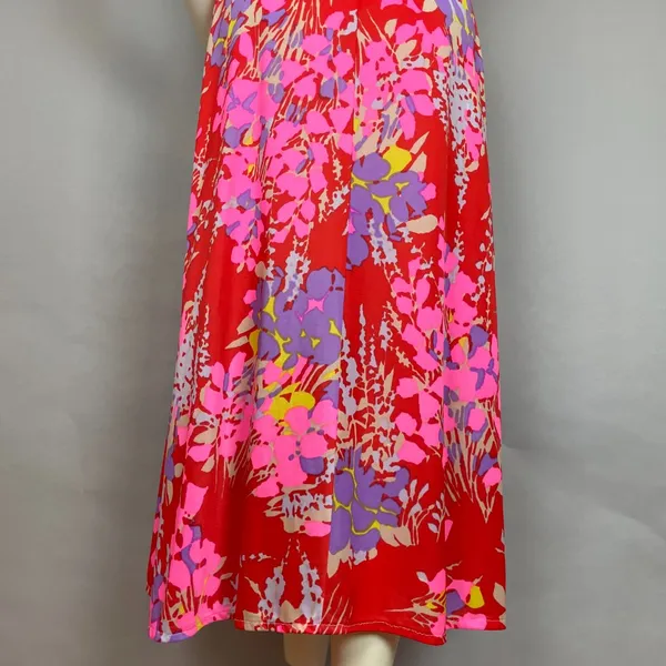 Vintage Saks Fifth Avenue‎ Dress Nightgown Floral Vibrant Gathered Bodice Slinky - Image 8
