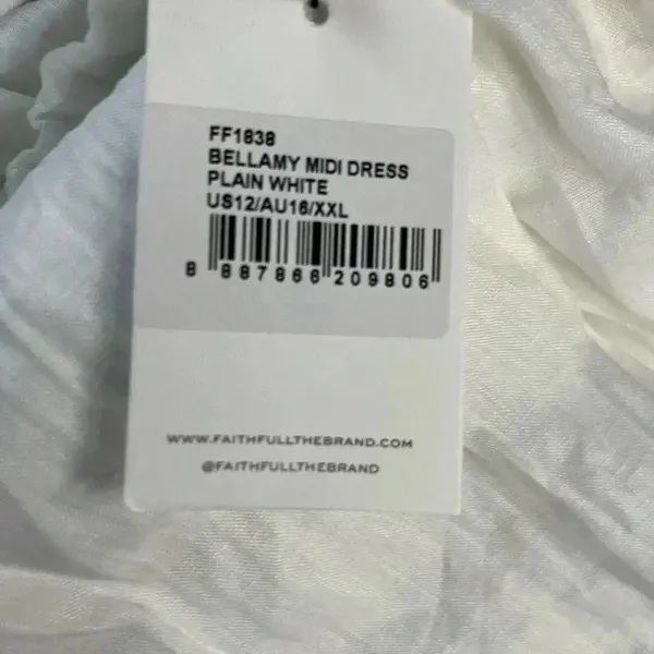 NWT Faithfull the Brand Bellamy Bridal Graduation Linen Midi Dress Plain White - Image 5
