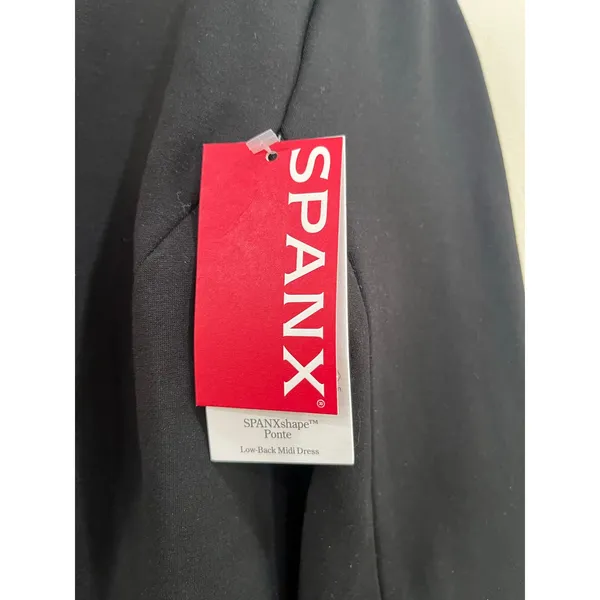 Spanx Black Long Sleeve Low Back Bodycon Cocktail‎ Midi Dress NWT Small - Image 4