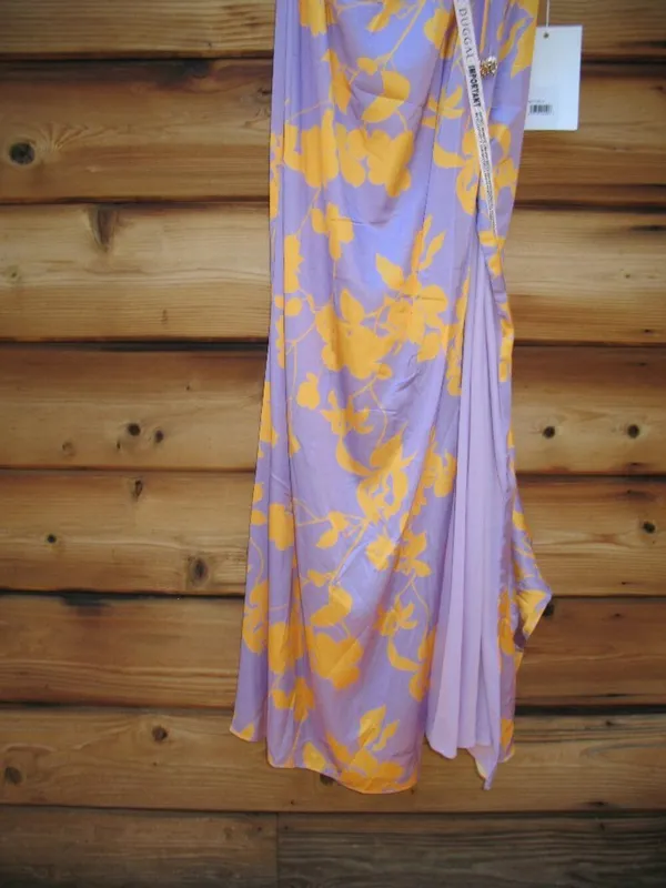 NWT Mac Duggal 68771 Orchid Floral Printed One Shoulder Maxi Dress S - Image 8