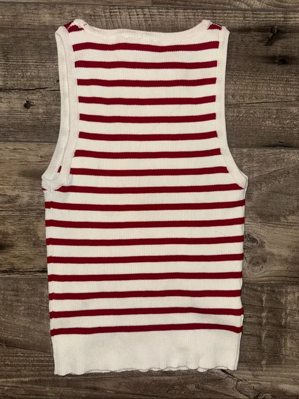 Double Zero Red and Cream Striped Tank - Image 2