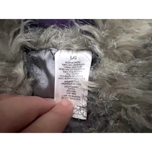 Womens Silver‎ Puffer Jacket Coat Faux Fur Trim Hooded Winter Cabincore Large - Image 5
