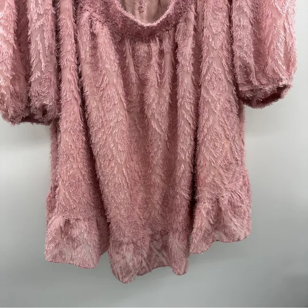 SHEIN Pink Feather Fringe Tie Open Front Long Sleeve Mini Dress Size 4XL‎ - Image 3