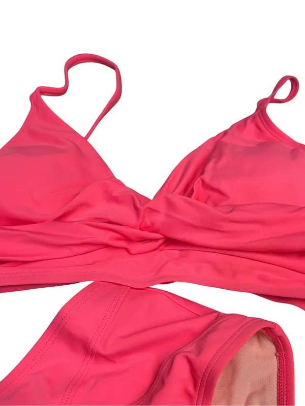 Cupshe NEW Women's Bright Pink High Waisted Bikini Size Medium #260238 - Image 4