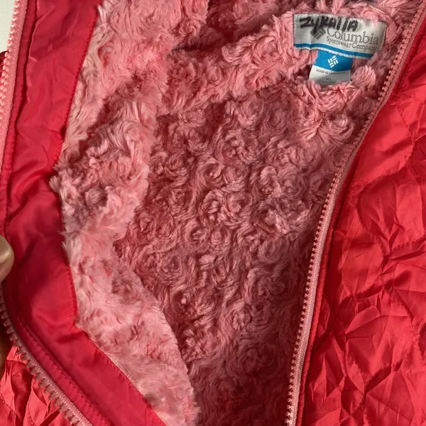 Columbia Jacket Girls XL 18/20 Pink Bella Plush Quilted Plush Fuzzy Hooded YOUTH - Image 6