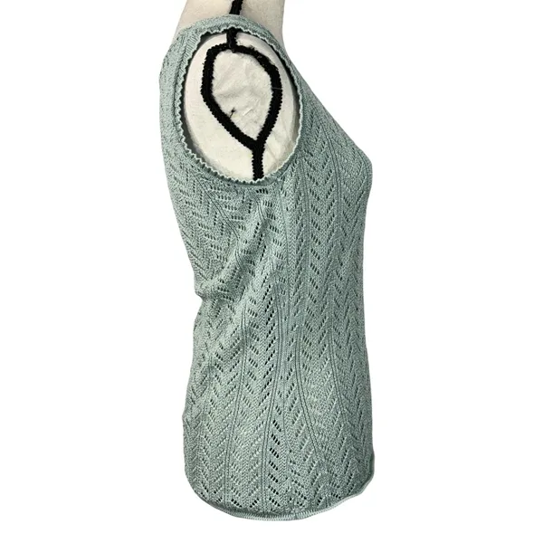 Calvin Klein Jeans Large Top Crochet Sleeveless Semi-Sheer Stretch Round Neck - Image 3