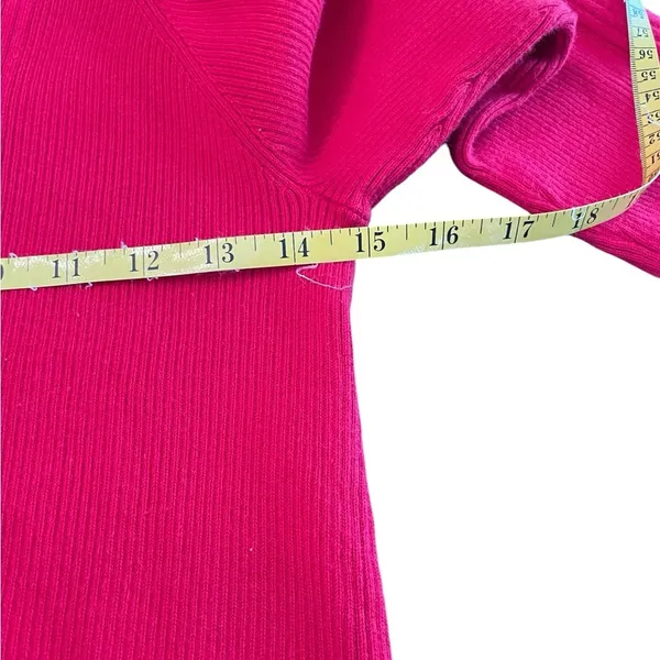 Ralph Lauren Vintage‎ Polo Jeans Co Red Mock Neck 1/4 Zip Ribbed Sweater Medium Preppy READ - Image 5