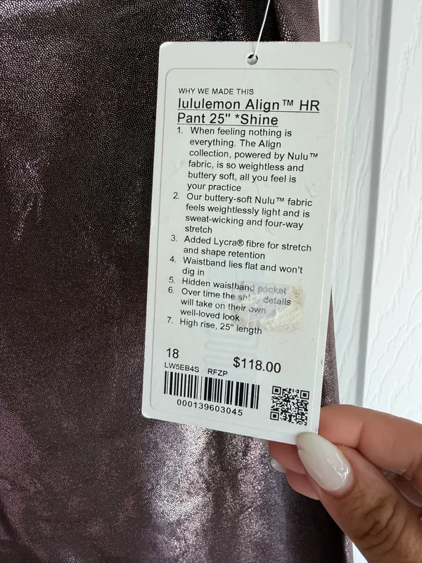 NWT Lululemon Align HR Pant 25" Shine Women's Size: 18 - Image 5