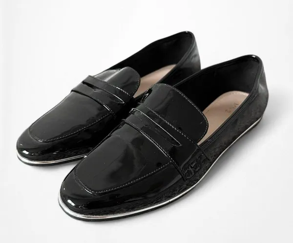 Mango Black Patent Faux Leather Loafers Shoes Size 6 - Image 4