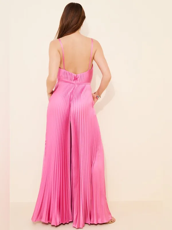 Mac Duggal Pink Pleated Wide Leg Jumpsuit Size 0 - Image 2