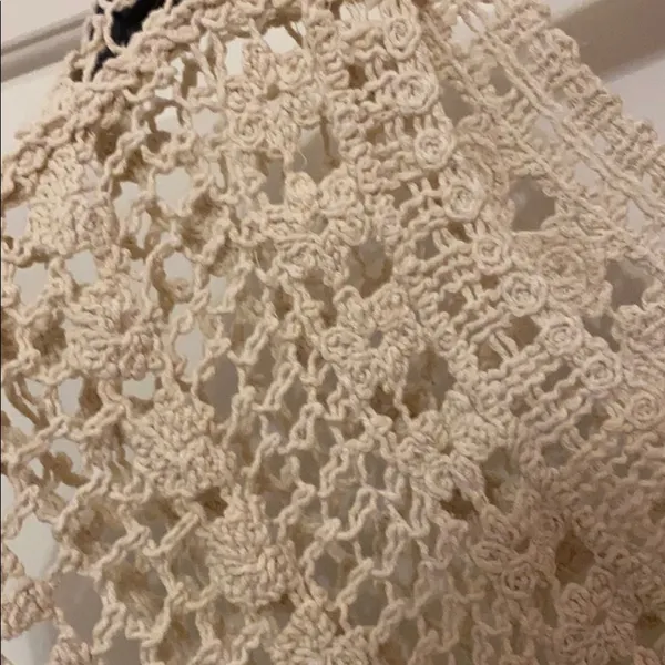 Cream Crochet Top Tan Size M - Image 7