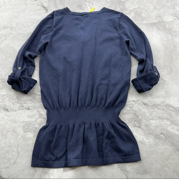Lole 3/4 Sleeve Blue Sweater‎ Top Drop Waist Size Medium M - Image 3