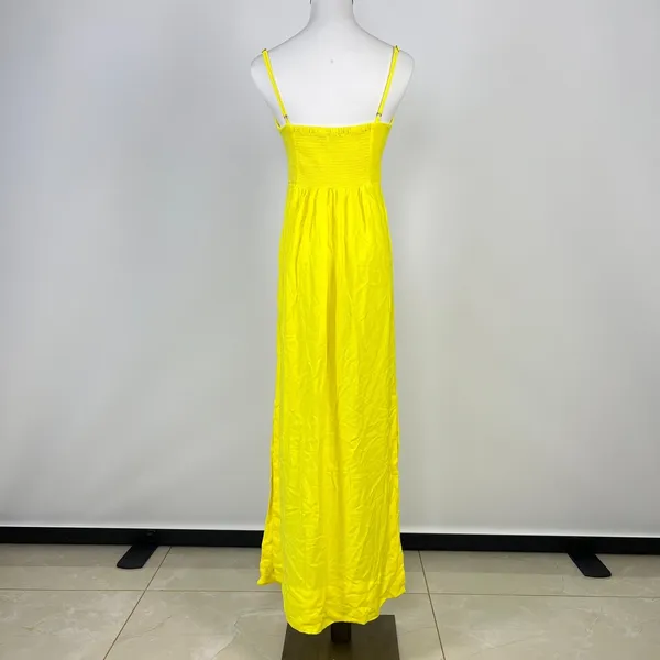 NWD Farm Rio Linen Blend Yellow Sleeveless Midi Dress Size M - Image 6
